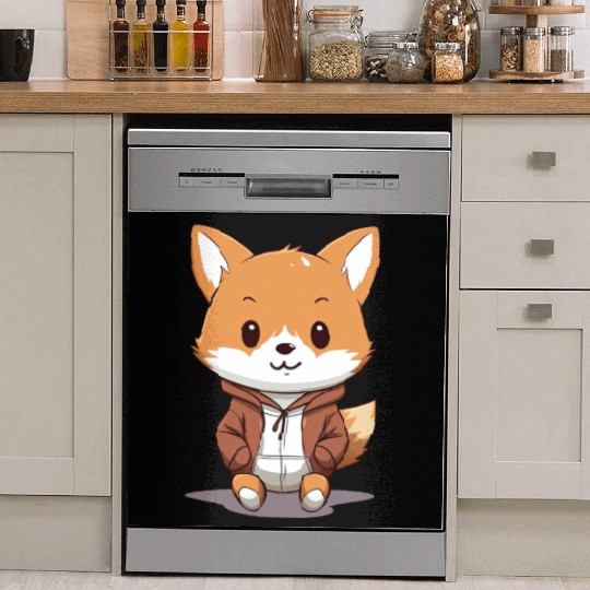 cute cartoon anime fox wearing Dish Washer Covers