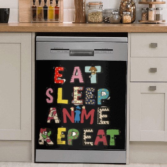 Eat Sleep Anime repeat Dish Washer Covers