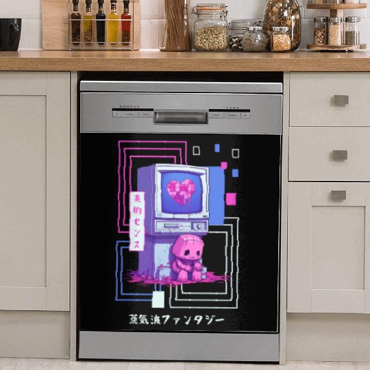 Kawaii Japanese Retro 90s Nostalgia Vaporwave Retr Dish Washer Covers