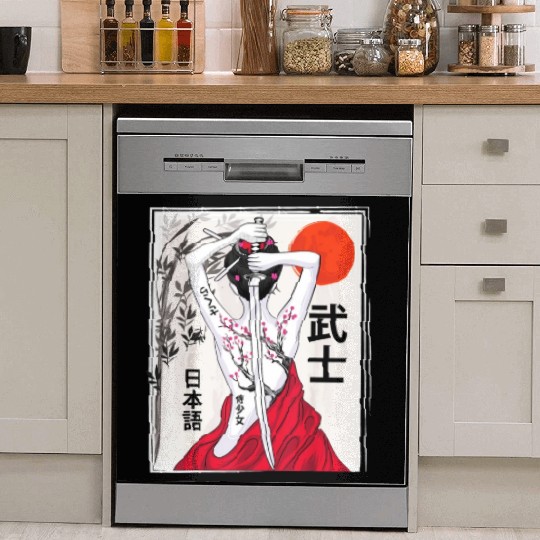 Vintage Japanese Samurai Culture Sakura Scenery Dish Washer Covers