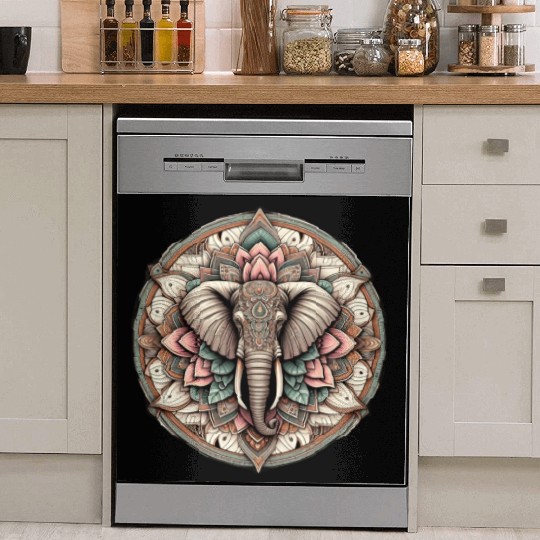 Eternal Serenity Majestic Elephant Mandala Dish Washer Covers