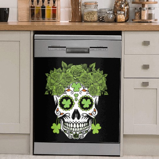 St Patrick's Day Dia De Los Muertos Shamrock Dish Washer Covers