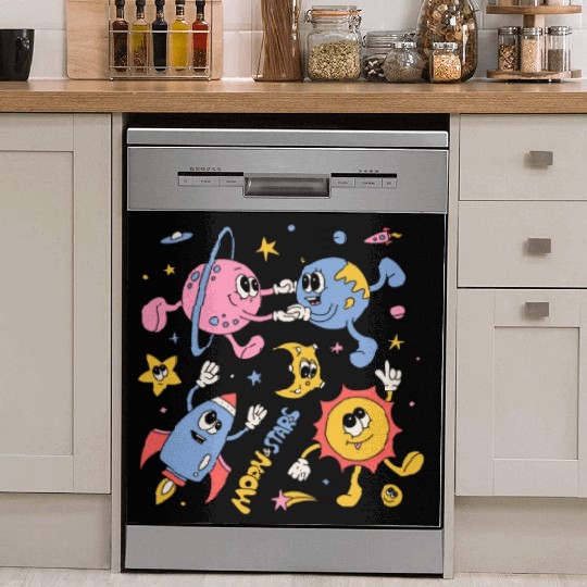 Solar System Planets Moon Sun Saturn Cute Groovy Dish Washer Covers