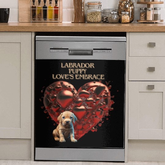 Valentine's day: Labrador Puppy Love's Embrace Dish Washer Covers