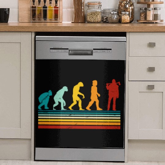 Retro Lumberjack Evolution - From Monkey to Human Dish Washer Covers