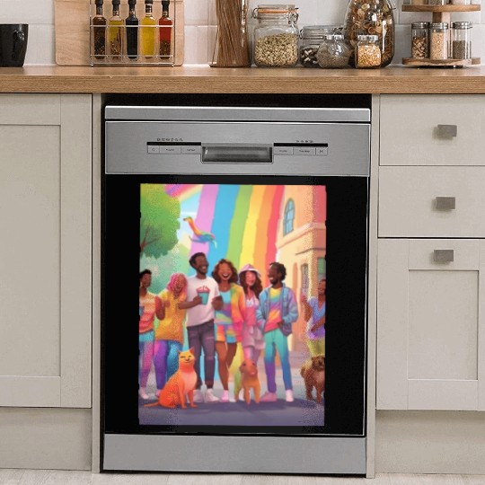 A group of people laughing and enjoying each other Dish Washer Covers