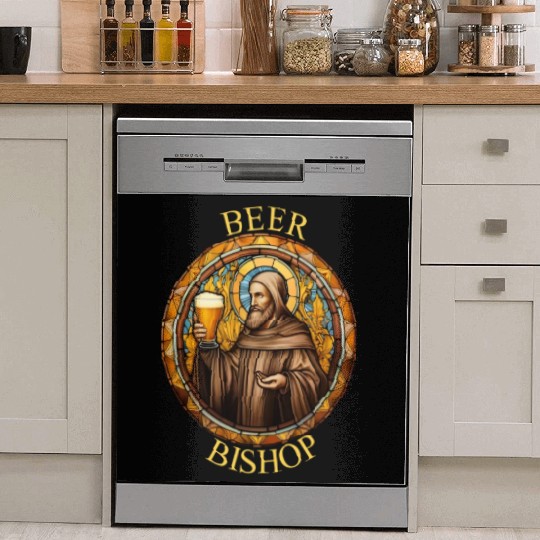 Brewed Blessings: Stained Glass Bishop Dish Washer Covers