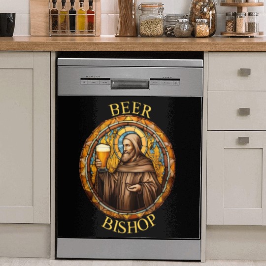 Brewed Blessings: Stained Glass Bishop Dish Washer Covers