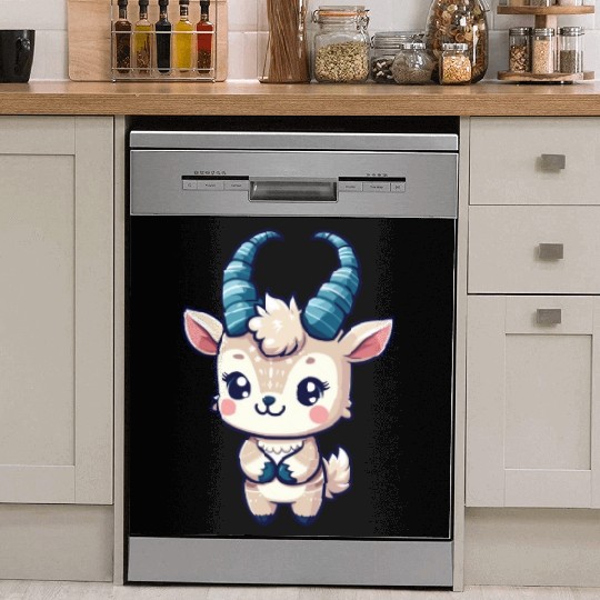 Playful Goat Cartoon Dish Washer Covers