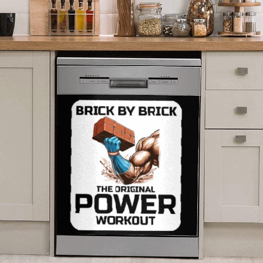 Bricklayer Bricklaying Humor Power Workout Funny Dish Washer Covers