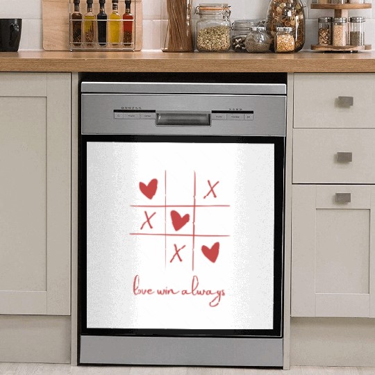 Beige Rouge Amour Saint Valentin Dish Washer Covers