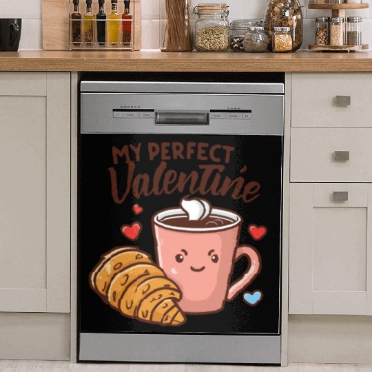 Coffee and Croissant | My Perfect Valentine Dish Washer Covers