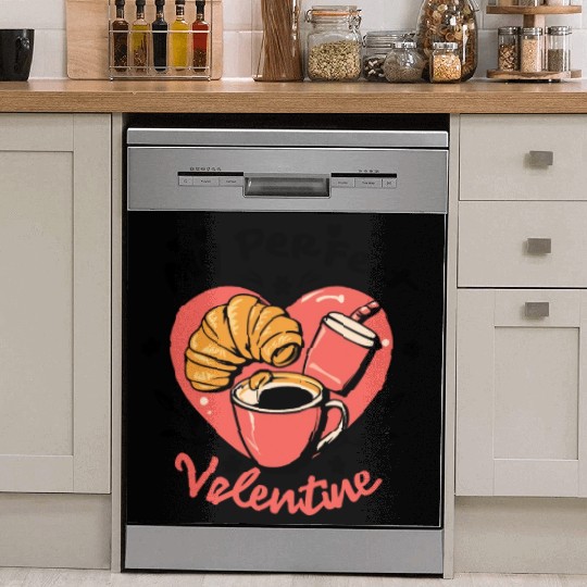 Coffee and Croissant | My Perfect Valentine Dish Washer Covers