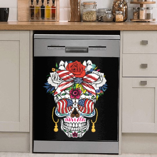 July 4Th Us Flag Dia De Los Muertos 4Th Of July In Dish Washer Covers