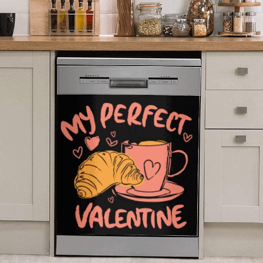 Coffee and Croissant | My Perfect Valentine Dish Washer Covers