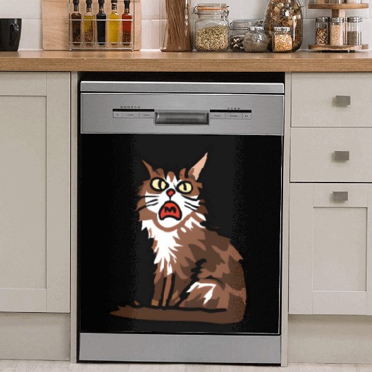 Maine Cat - Grumpy or Surprised Expression Dish Washer Covers