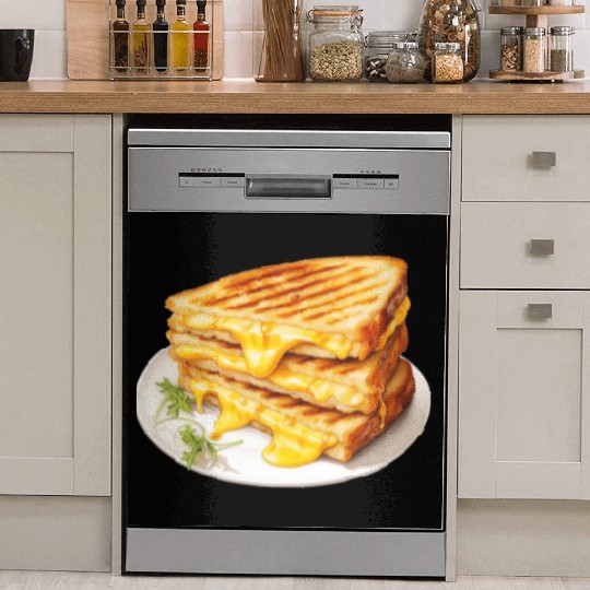 Plate of Grilled Cheese Sandwich Dish Washer Covers