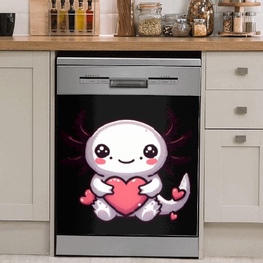 Axolotl Love Valentine Sweet-Heart Dish Washer Covers