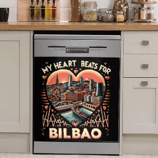 Bilbao Spain Travel Vacation I Love Bilbao Skyline Dish Washer Covers