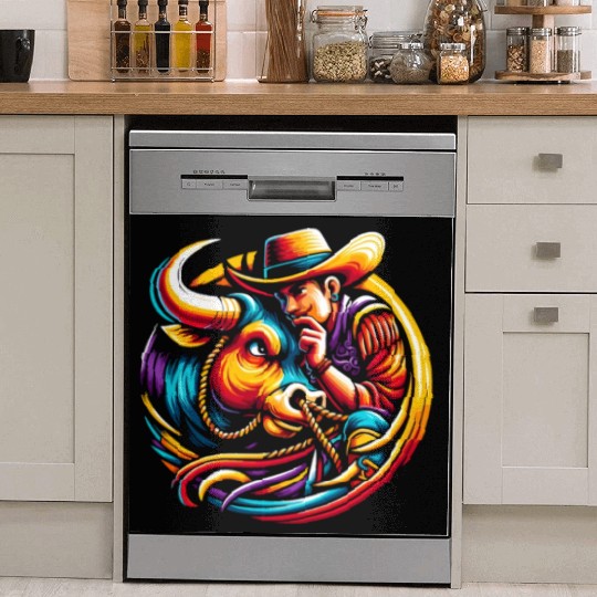 Rodeo Bull Riding Livestock Show Farmer Cattle Dish Washer Covers