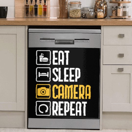 Eat Sleep Camera Repeat Photography Photographer Dish Washer Covers