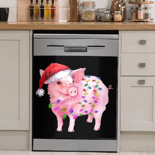 Pig Christmas Light Dish Washer Covers