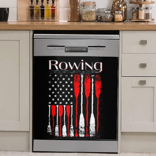 Rowing US flag american rower patriotic paddle Dish Washer Covers