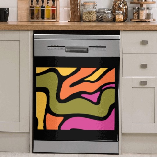 Psychedelic patterns, Aesthetic, Retro, Vintage Dish Washer Covers