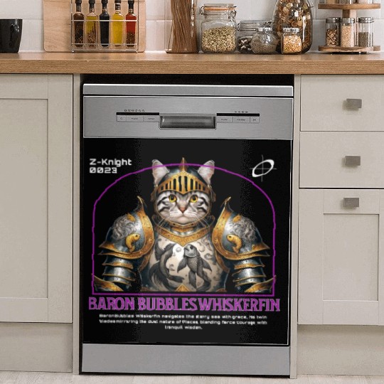 Pisces Cat Knight - Zodiac Astrology Fish Armor Dish Washer Covers