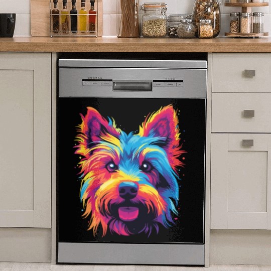 Watercolor Colorful Australian Silky Terrier Dish Washer Covers