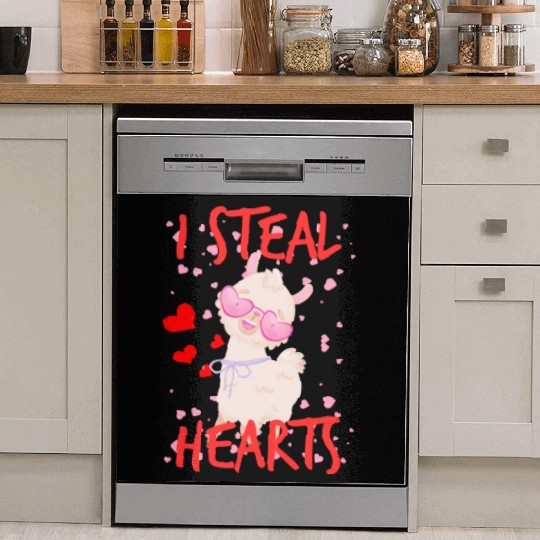 Cute Llama alpaca valentine day for couples Dish Washer Covers