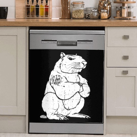 Capybara Biceps Tattoo I Love Mom Dish Washer Covers