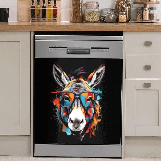 beautiful donkey with sun glasses unique design Dish Washer Covers
