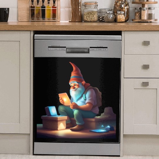 A Father's Day Gnome as a tech-savvy dad Dish Washer Covers