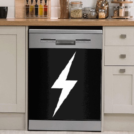 White Lightning bolt Dish Washer Covers