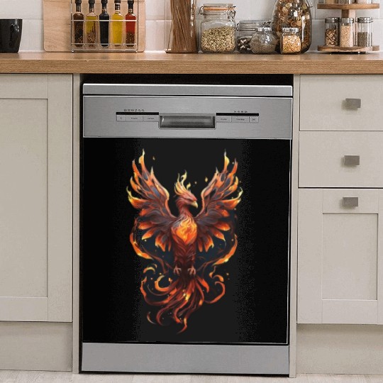 Fiery Phoenix Tattoo Design - Flight of Rebirth Dish Washer Covers