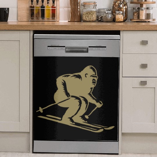 Monkey Gorilla Chimpanzee Ski Silhouette Design Dish Washer Covers