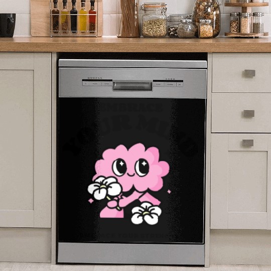 Design for mental health with a cute brain Dish Washer Covers