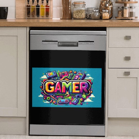 Neon Arcade Retro Gamer Dish Washer Covers