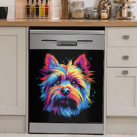 Watercolor Colorful Australian Silky Terrier Dish Washer Covers