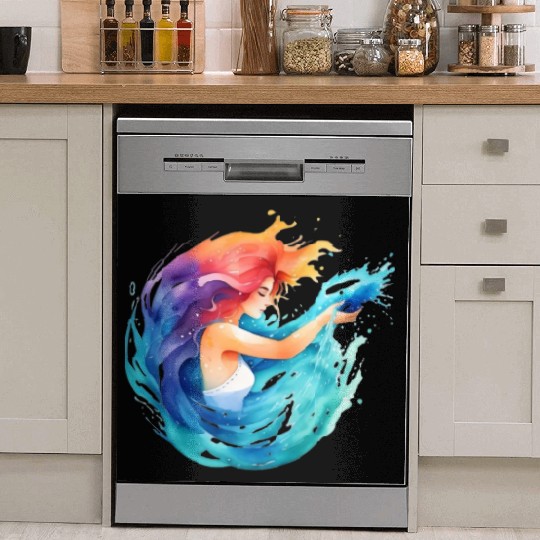 Color splash zodiac: Aquarius Dish Washer Covers