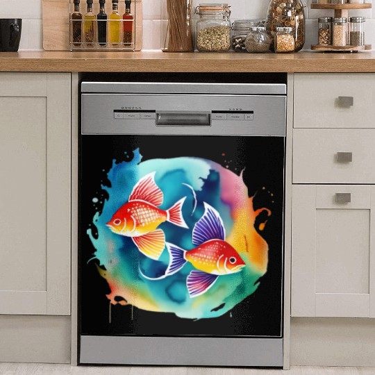 Color splash zodiac: Pisces Dish Washer Covers