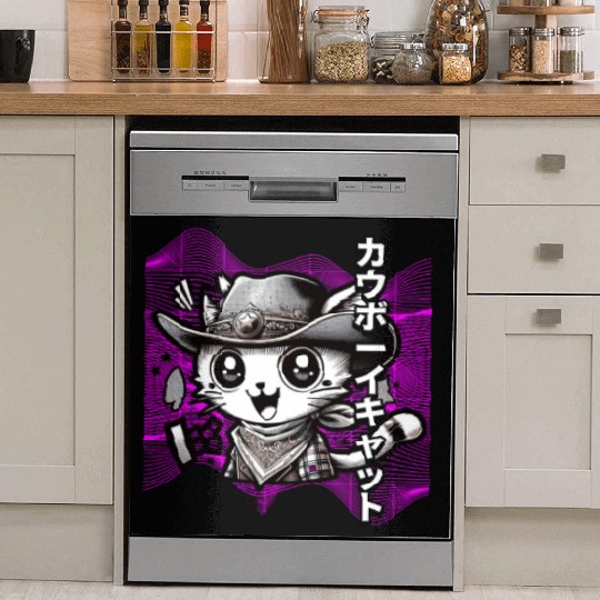 Yeehaw Meow: Manga Cowboy Cat Extravaganza Dish Washer Covers