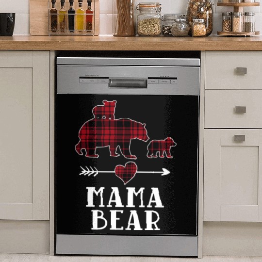 Mama Bear 2 Cubs Dish Washer Covers Christmas Mama Bear Plaid
