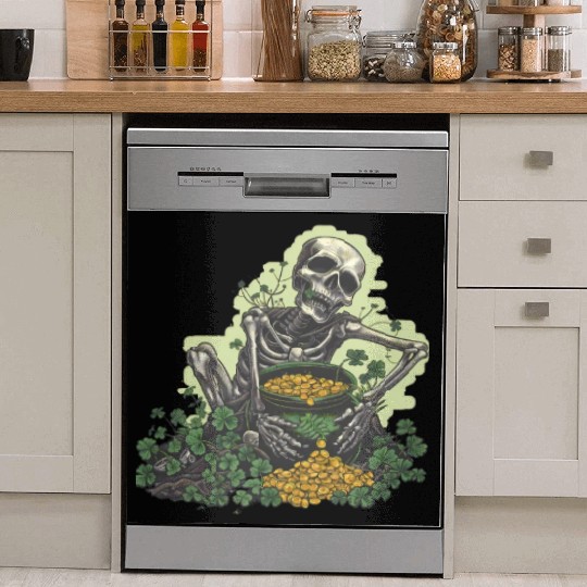St Patricks Skeleton Pot of Gold Dish Washer Covers