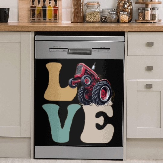 LOVE Tractor Pulling Tractor Driver Farmer Farming Dish Washer Covers