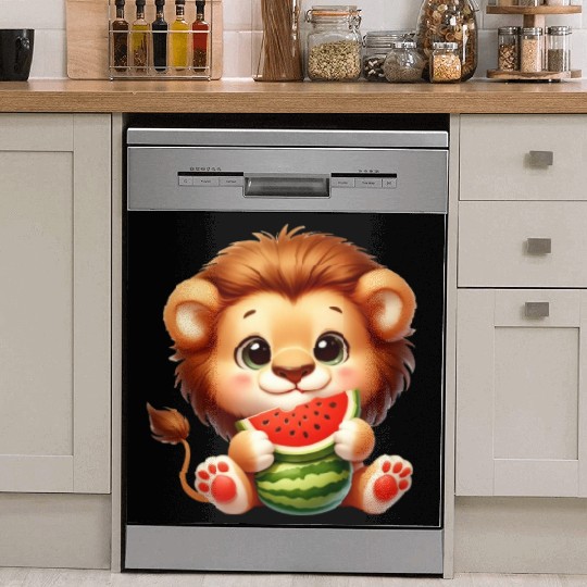 Lion Eating Watermelon Dish Washer Covers
