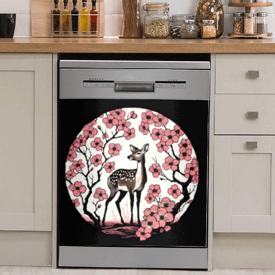 Spring Fawn Deer Dogwood Dish Washer Covers