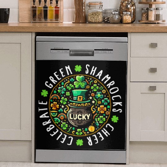St. Patrick's Day Dish Washer Covers, Lucky Pot Of Gold Leaf