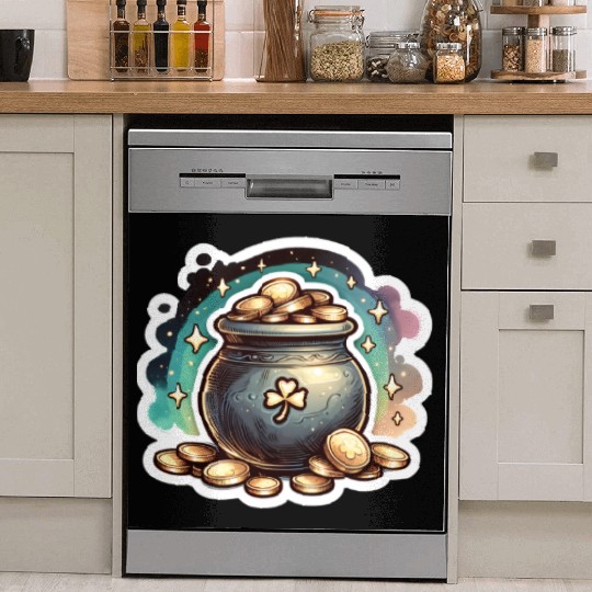 Saint Patrick's Day Sparkly Pot of Gold Dish Washer Covers